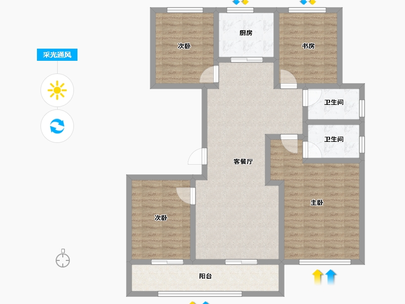 广东省-肇庆市-肇庆·中梁壹号院-105.21-户型库-采光通风