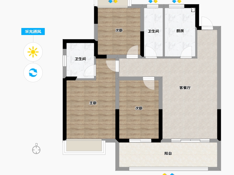 安徽省-阜阳市-帝景绿岸阳光-92.01-户型库-采光通风