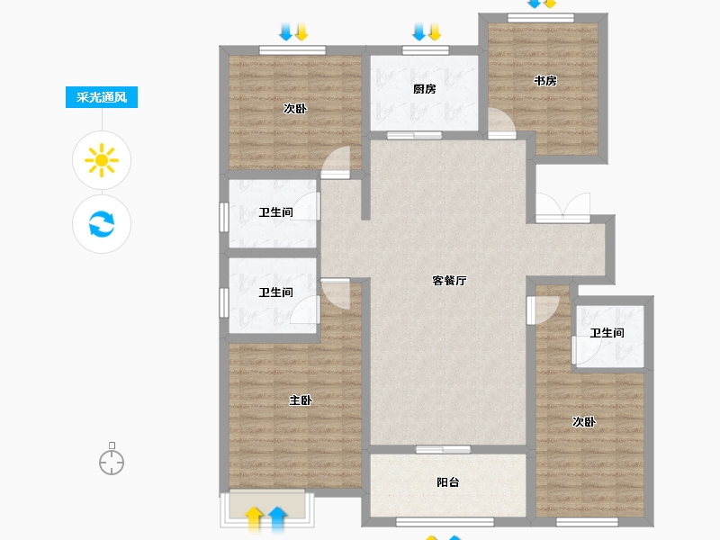 山东省-聊城市-精诚中央华府-128.00-户型库-采光通风