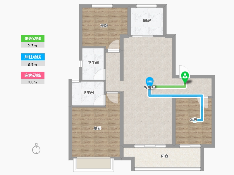 河北省-沧州市-宏宇海棠湾-85.37-户型库-动静线