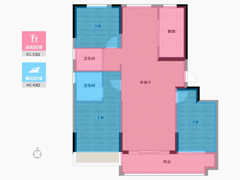 河北省-沧州市-沧州碧桂园凤凰城-91.97-户型库-动静分区