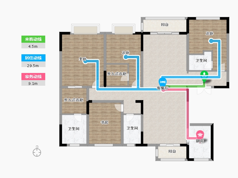 陕西省-西安市-清凉山居-180.00-户型库-动静线