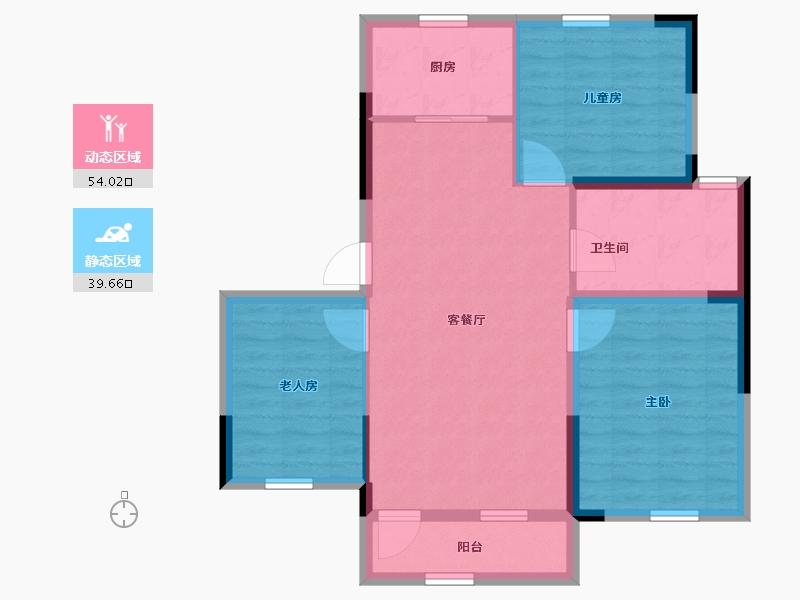 吉林省-吉林市-泊逸·天玺甲第-84.56-户型库-动静分区