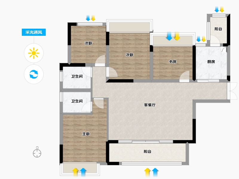 四川省-巴中市-凯邦名门二期-105.30-户型库-采光通风