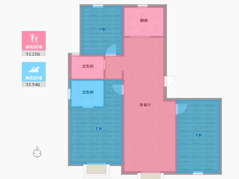 内蒙古自治区-呼和浩特市-中南璞樾府-94.40-户型库-动静分区