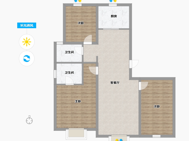 内蒙古自治区-呼和浩特市-中南璞樾府-94.40-户型库-采光通风