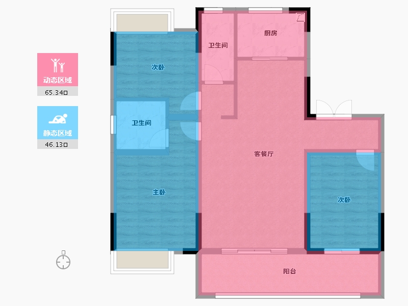 安徽省-阜阳市-帝景绿岸阳光-100.01-户型库-动静分区