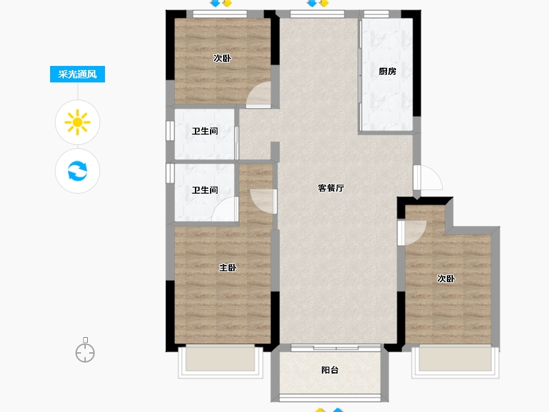 河北省-石家庄市-沧州碧桂园江山樾-86.03-户型库-采光通风