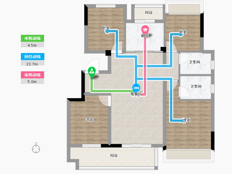 湖北省-黄冈市-中梁·九号院-106.40-户型库-动静线