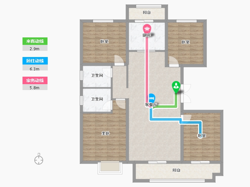 内蒙古自治区-包头市-中梁首府壹号院-113.21-户型库-动静线