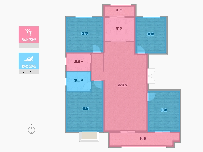 内蒙古自治区-包头市-中梁首府壹号院-113.21-户型库-动静分区