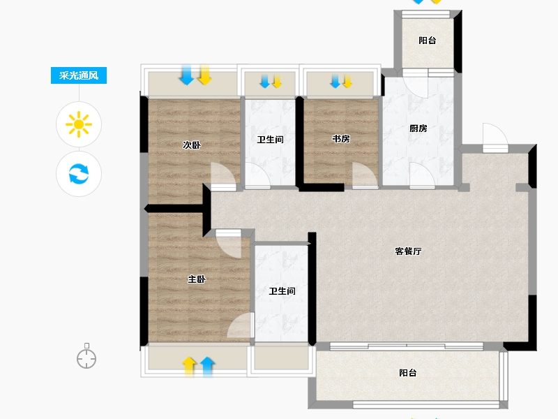 四川省-成都市-绿城诚园-109.00-户型库-采光通风