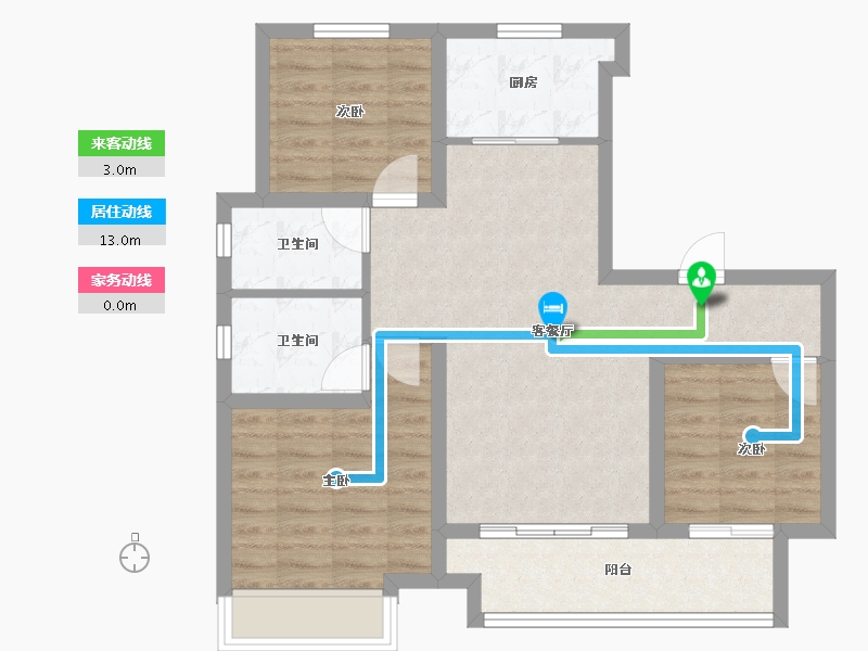 河北省-沧州市-宏宇海棠湾-76.08-户型库-动静线