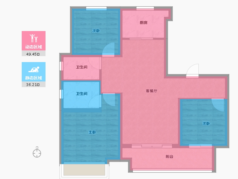 河北省-沧州市-宏宇海棠湾-76.08-户型库-动静分区