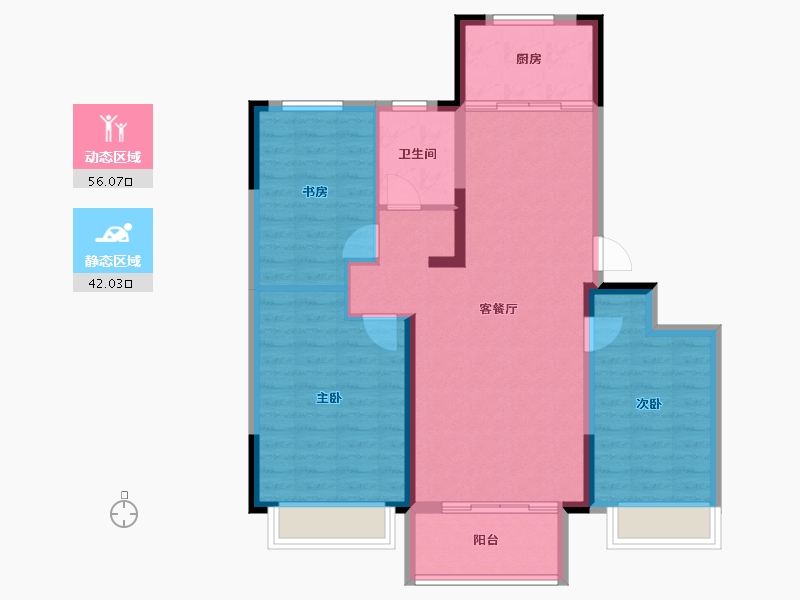 河北省-沧州市-盐山碧桂园樾熙臺-88.53-户型库-动静分区