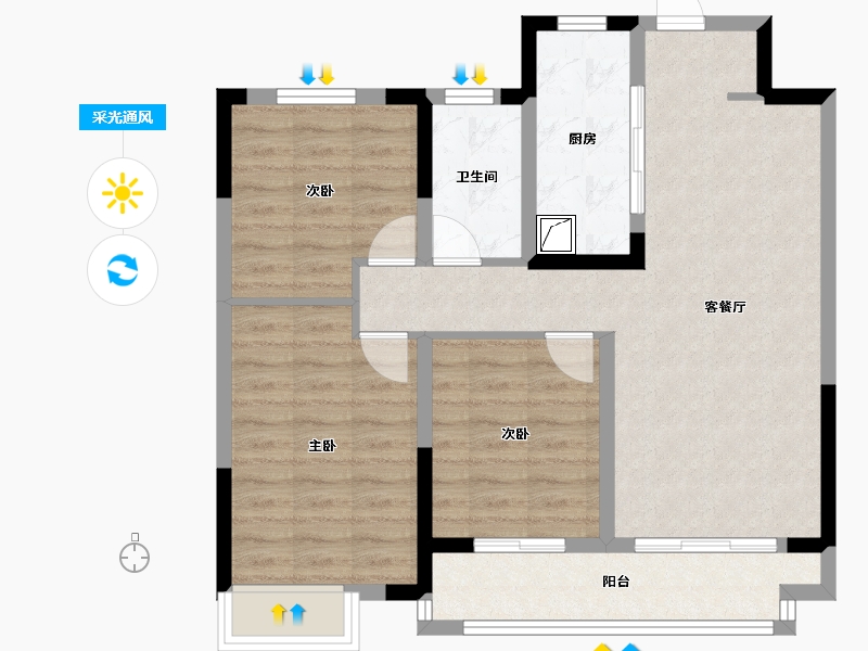 江西省-宜春市-华地·公元-79.56-户型库-采光通风