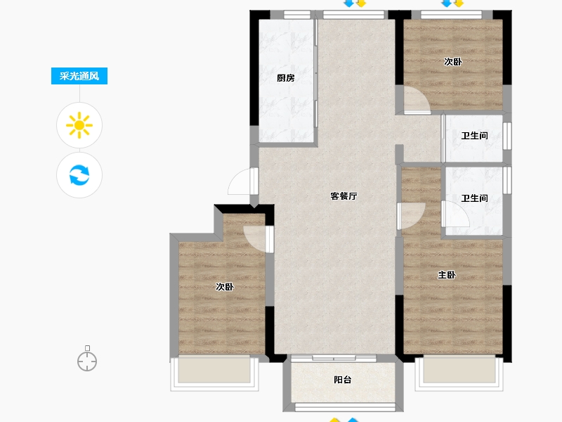 河北省-沧州市-盐山碧桂园樾熙臺-81.27-户型库-采光通风