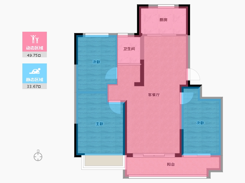 河北省-沧州市-沧州碧桂园凤凰城-74.66-户型库-动静分区