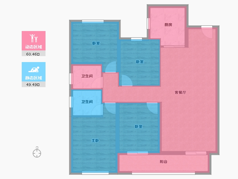 内蒙古自治区-包头市-中梁首府壹号院-98.56-户型库-动静分区