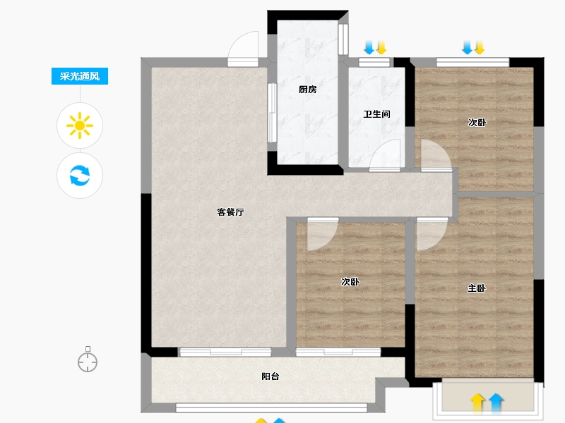 江西省-宜春市-华地·公元-77.93-户型库-采光通风