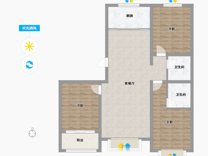 河北省-沧州市-古驿家园-94.96-户型库-采光通风