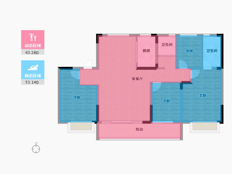 河北省-沧州市-沧州碧桂园凤凰城-104.86-户型库-动静分区