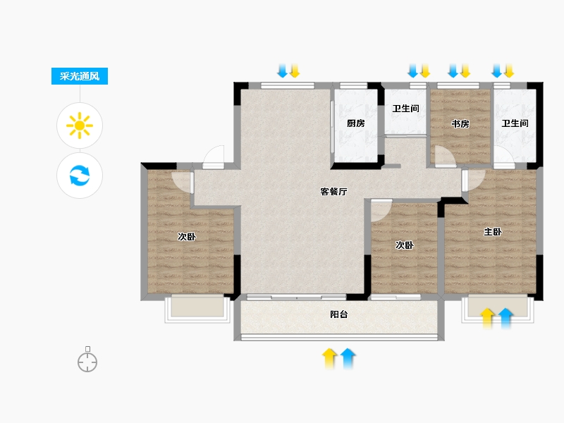 河北省-沧州市-沧州碧桂园凤凰城-104.86-户型库-采光通风