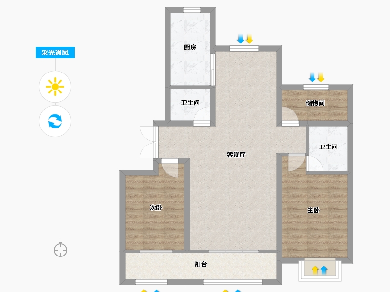 宁夏回族自治区-吴忠市-和府丽景河畔-88.97-户型库-采光通风