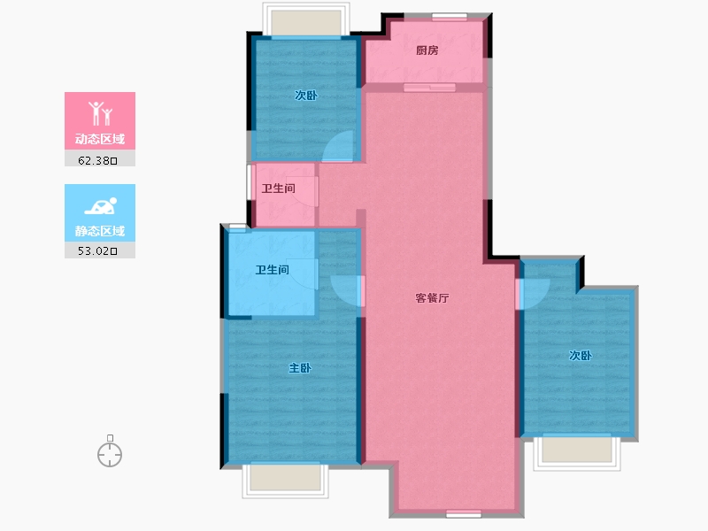 安徽省-淮北市-中房·翡翠岛-104.32-户型库-动静分区