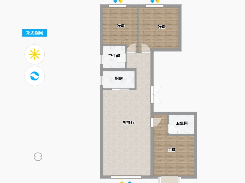 内蒙古自治区-包头市-方兴衛仕府-85.12-户型库-采光通风