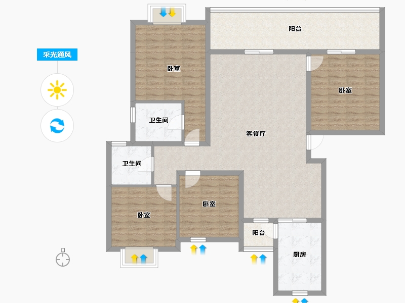 陕西省-安康市-国江源新都-136.28-户型库-采光通风