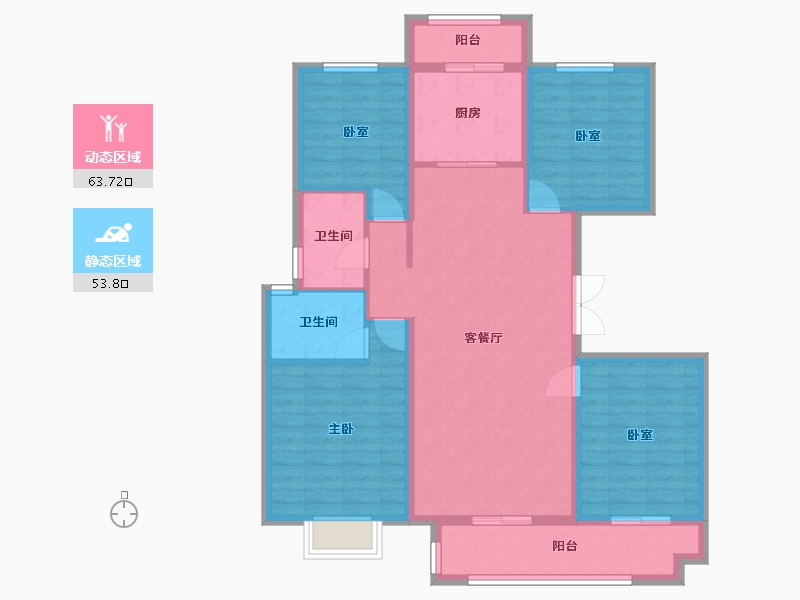 内蒙古自治区-包头市-中梁首府壹号院-105.50-户型库-动静分区