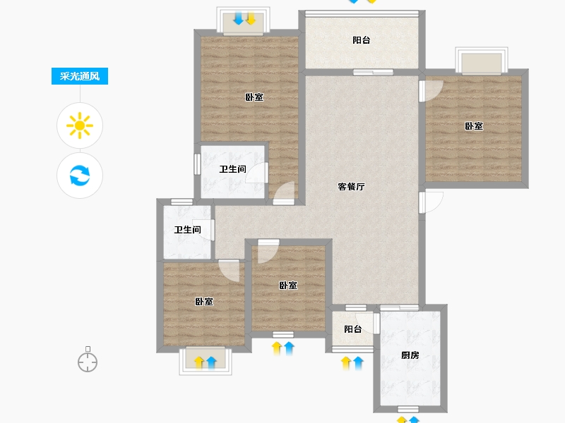 陕西省-安康市-国江源新都-117.69-户型库-采光通风