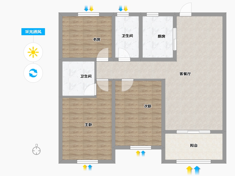 山东省-聊城市-精诚中央华府-101.60-户型库-采光通风