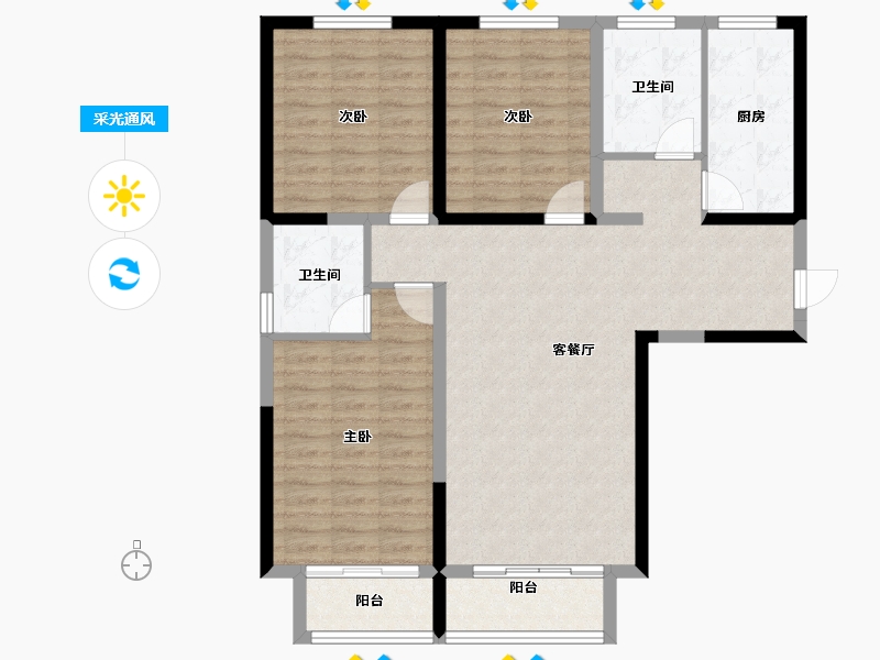 河北省-沧州市-御河新城-100.86-户型库-采光通风