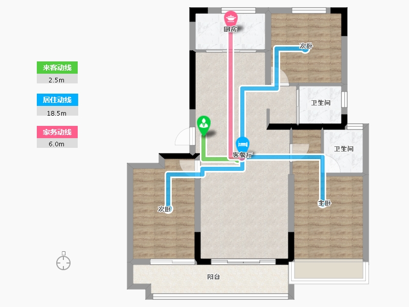 河北省-沧州市-沧州碧桂园凤凰城-90.97-户型库-动静线