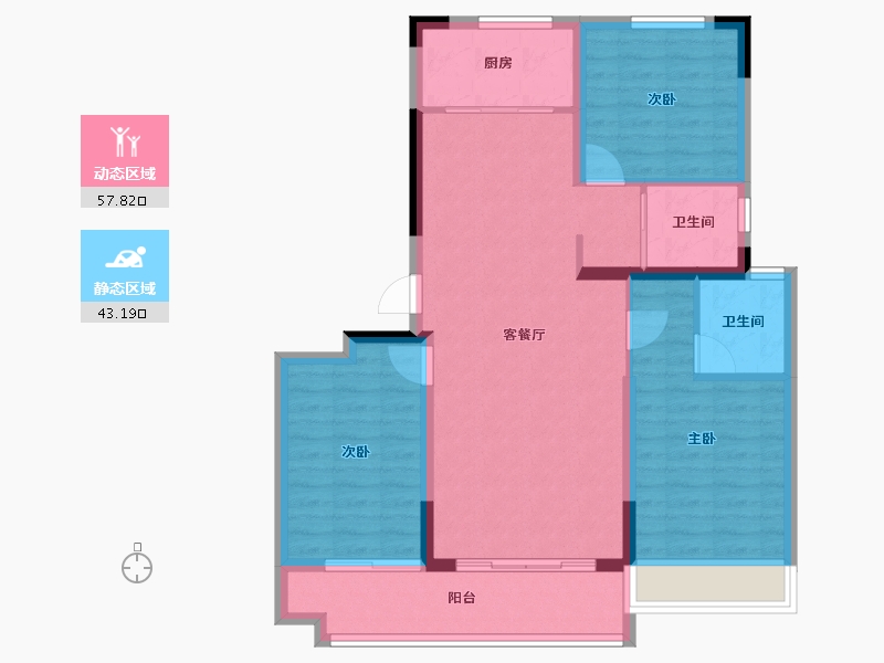 河北省-沧州市-沧州碧桂园凤凰城-90.97-户型库-动静分区