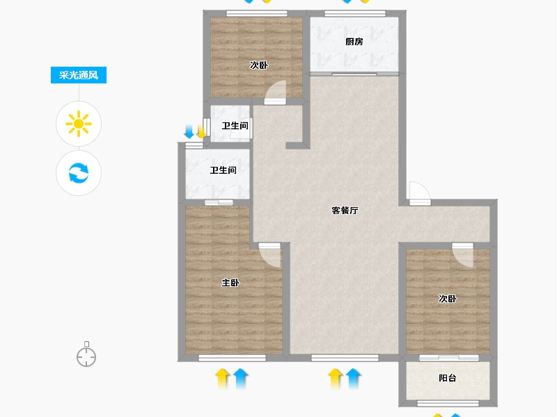 河北省-沧州市-明珠2号院-108.87-户型库-采光通风