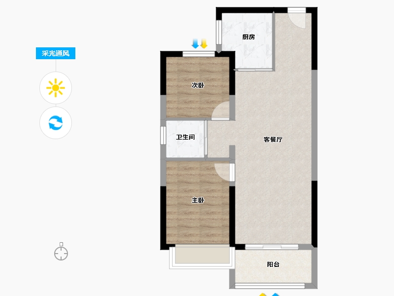 河北省-石家庄市-沧州碧桂园江山樾-62.55-户型库-采光通风