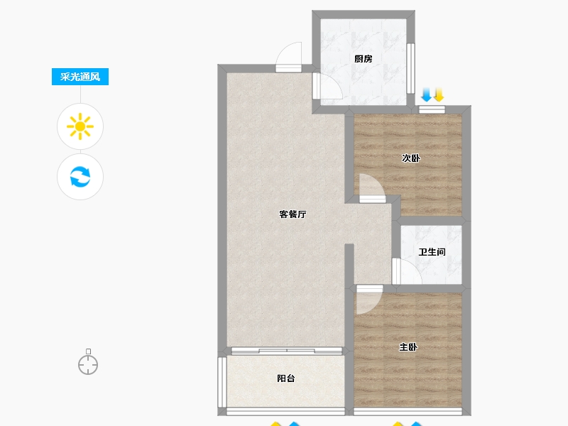 河北省-石家庄市-东胜·紫御名著-68.78-户型库-采光通风