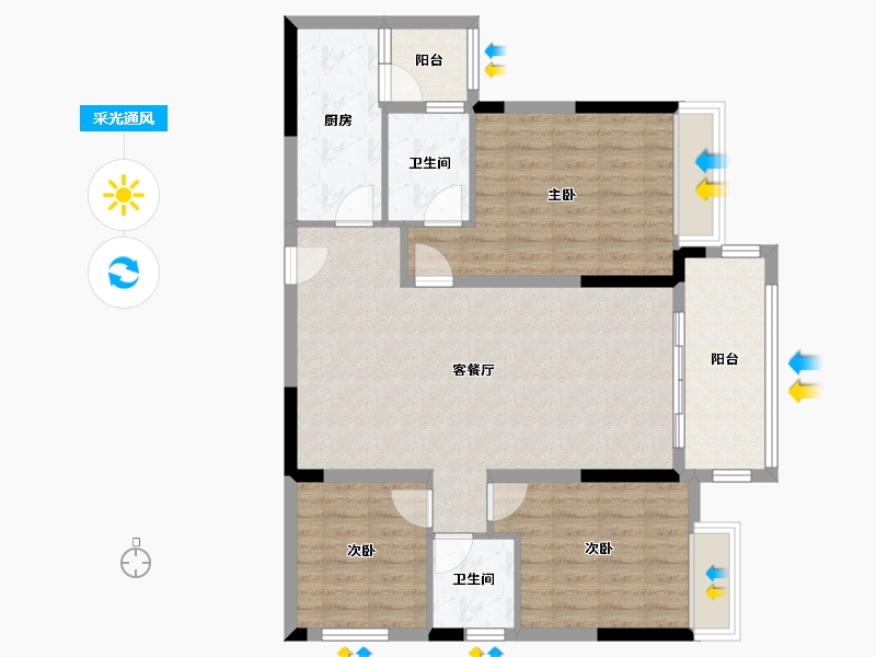 四川省-巴中市-凯邦名门二期-95.25-户型库-采光通风