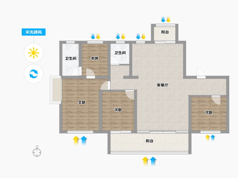 山东省-威海市-轩鼎悦府-106.87-户型库-采光通风