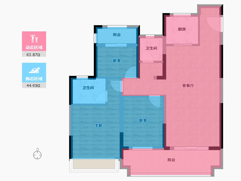 湖北省-黄冈市-中梁·九号院-96.80-户型库-动静分区