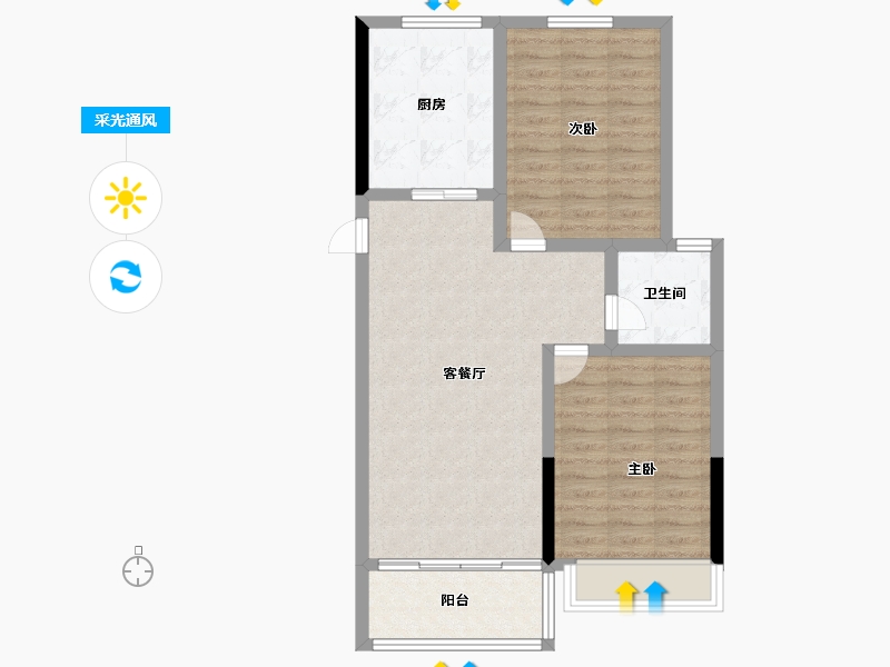 河北省-石家庄市-东胜·紫御名著-74.40-户型库-采光通风