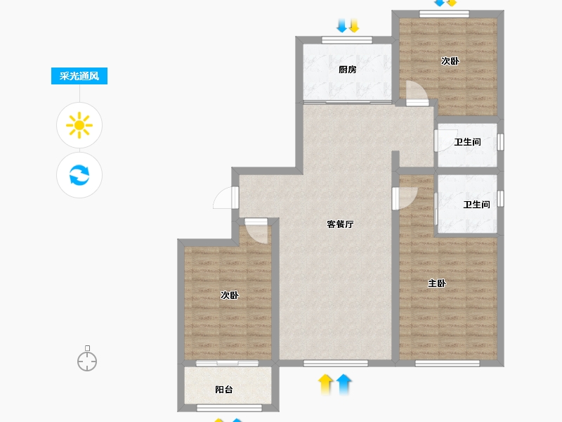 河北省-沧州市-明珠2号院-99.00-户型库-采光通风