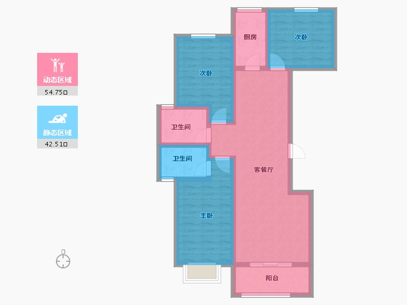 陕西省-咸阳市-华宇·壹号公馆-85.70-户型库-动静分区