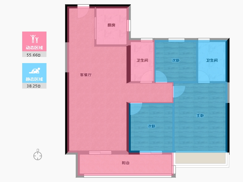 湖南省-常德市-石门星河汇爱琴海-84.80-户型库-动静分区