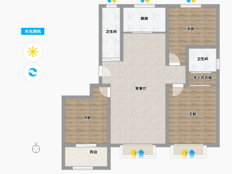 山东省-聊城市-润诚如意府-100.00-户型库-采光通风