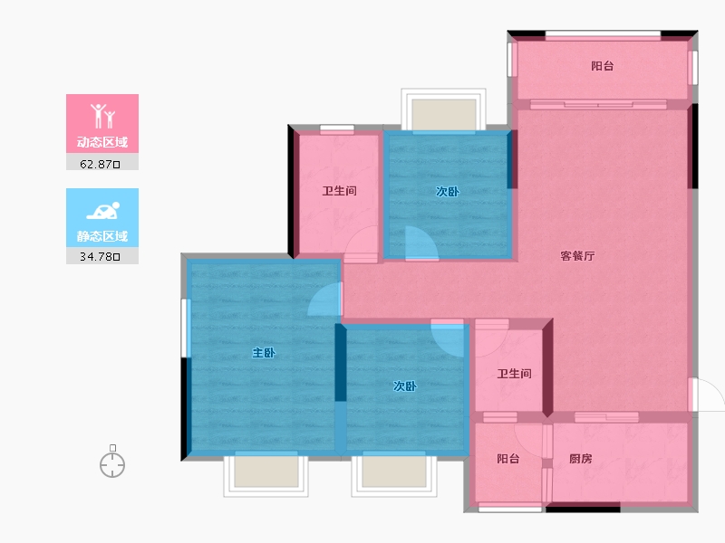 贵州省-毕节市-云阳泊澳湾-86.55-户型库-动静分区