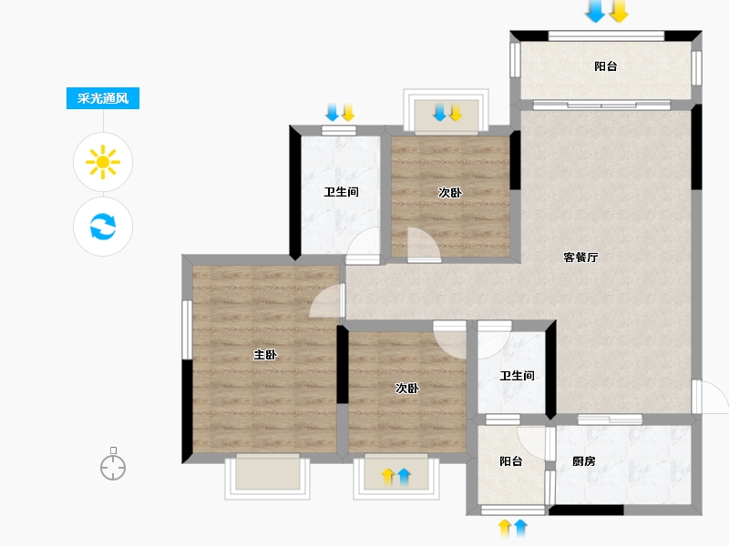 贵州省-毕节市-云阳泊澳湾-86.55-户型库-采光通风